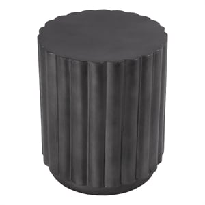 Beaumont Lane Modern 15&quotW Round Iron Fluted Side Table in Gray Finish
