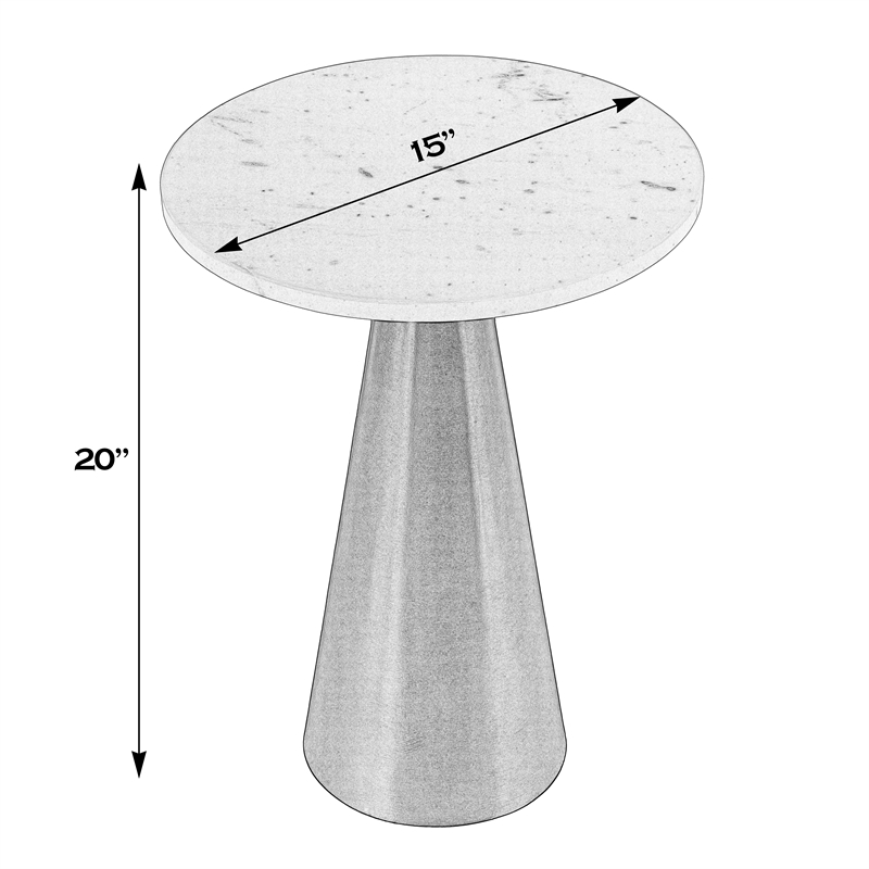 Beaumont Lane Mid-Century Round Marble and Metal Side Table in Antique Gold