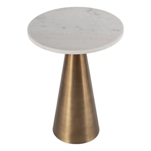 Beaumont Lane Mid-Century Round Marble and Metal Side Table in Antique Gold