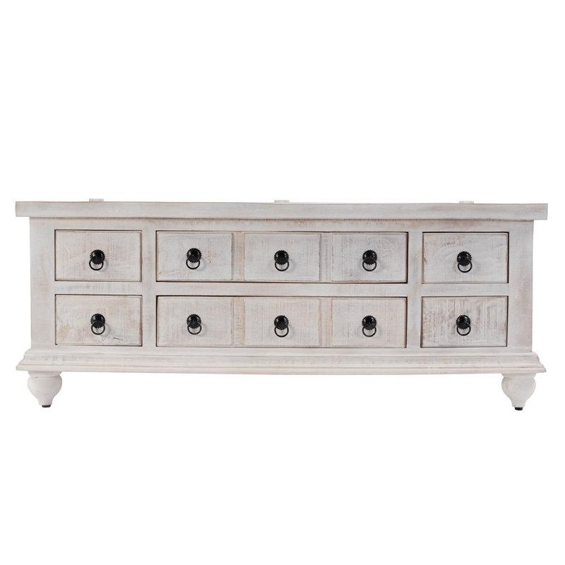 Beaumont Lane Farmhouse Wood 6 Drawer Trunk Coffee Table in White
