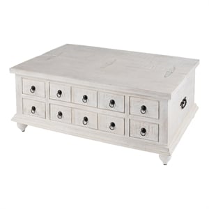 Beaumont Lane Farmhouse Wood 6 Drawer Trunk Coffee Table in White