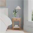 Beaumont Lane Mid-Century Marble and Wood 1 Drawer Nightstand in Natural