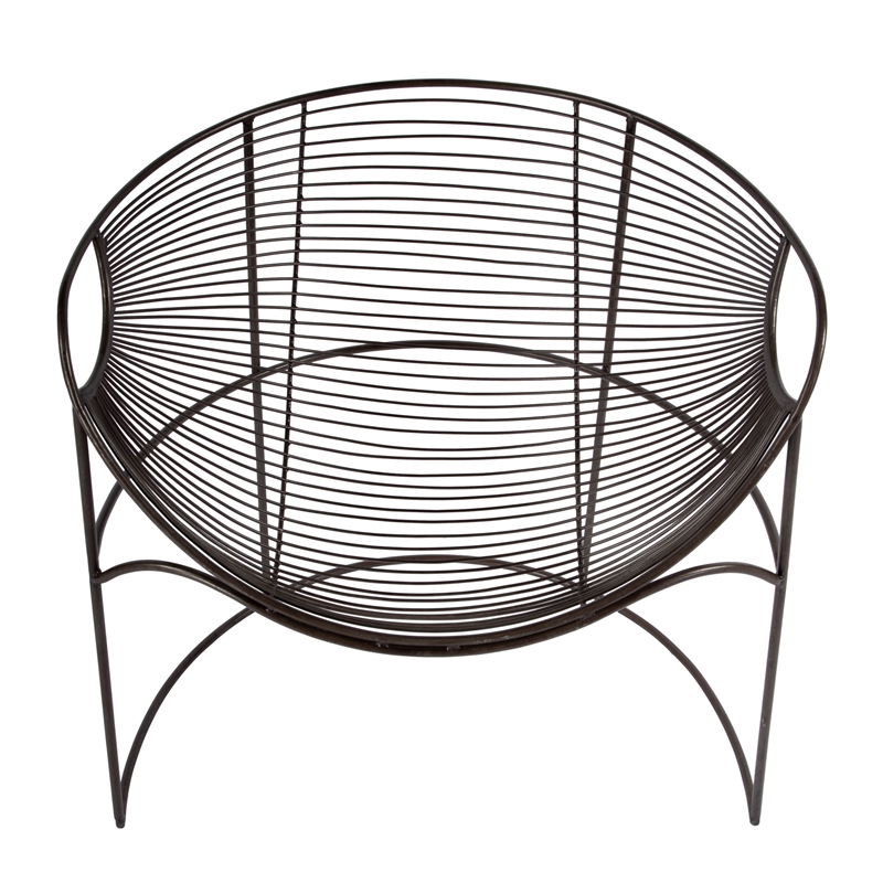Beaumont Lane Modern Oval Iron Metal Basket Accent Chair in Black