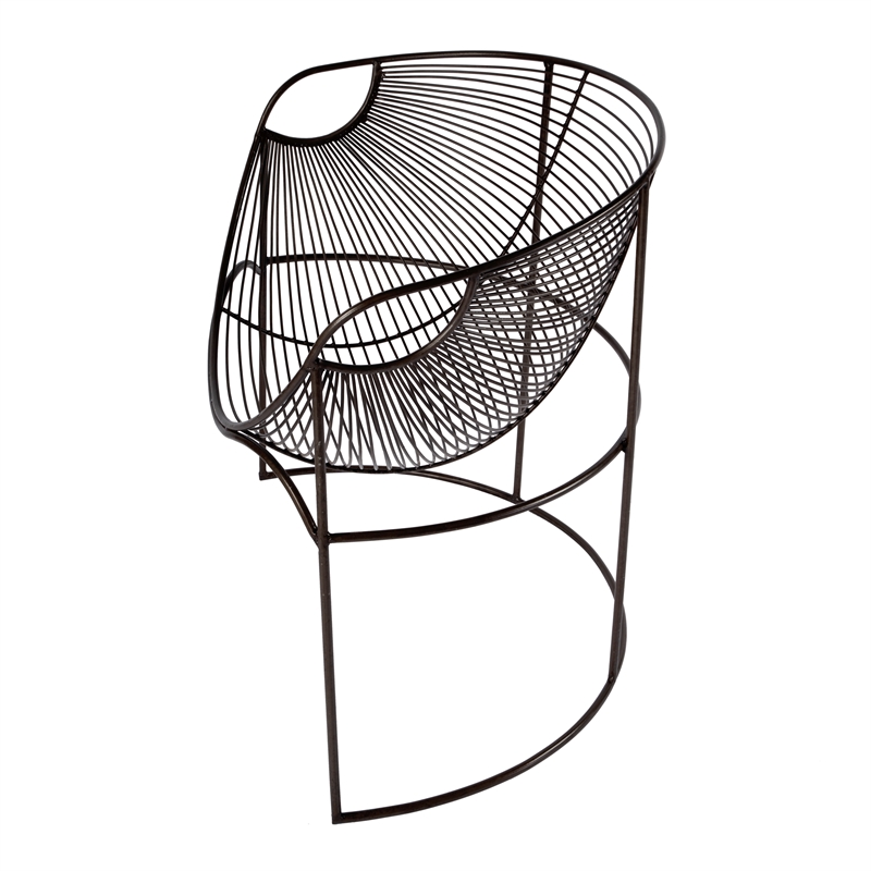 Beaumont Lane Modern Oval Iron Metal Basket Accent Chair in Black