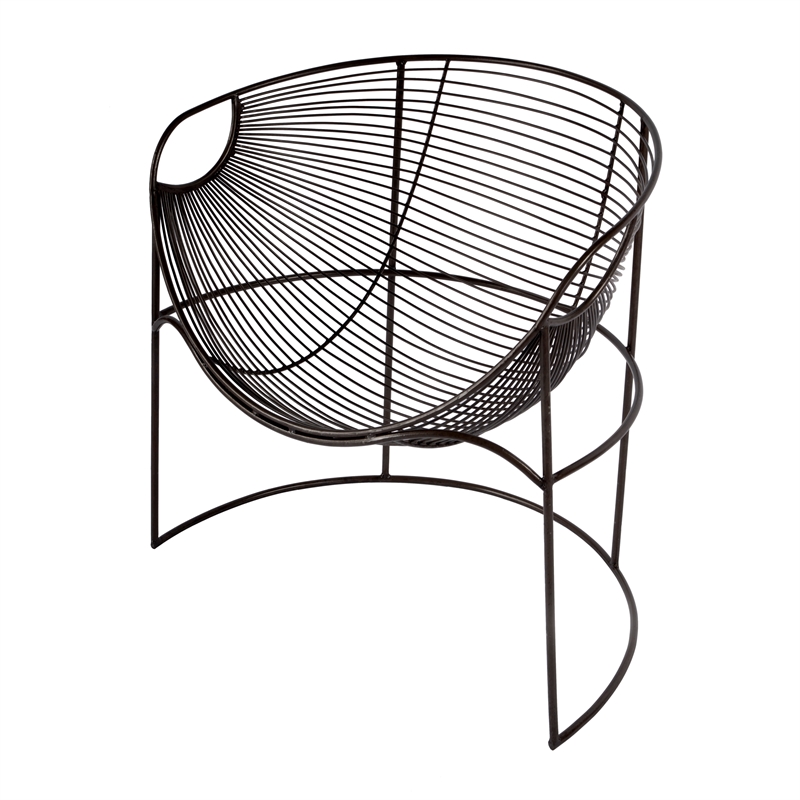 Beaumont Lane Modern Oval Iron Metal Basket Accent Chair in Black