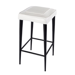 Beaumont Lane 32&quotH Leather and Metal Square Backless Bar Stool in White