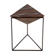 Beaumont Lane Modern Triangular Marble and Iron Side Table in Brown
