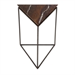 Beaumont Lane Modern Triangular Marble and Iron Side Table in Brown