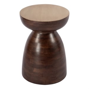 Beaumont Lane Mid-Century 13&quotW Round Solid Wood Side Table in Brown