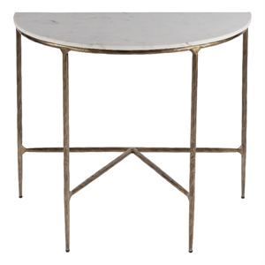 Beaumont Lane Modern Marble and Iron Demilune Console Table in Ivory
