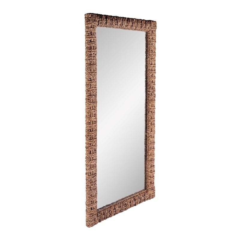 Beaumont Lane Modern Coastal Woven Floor Mirror in Banana Leaf