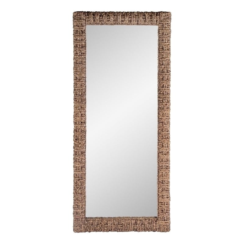 Beaumont Lane Modern Coastal Woven Floor Mirror in Banana Leaf