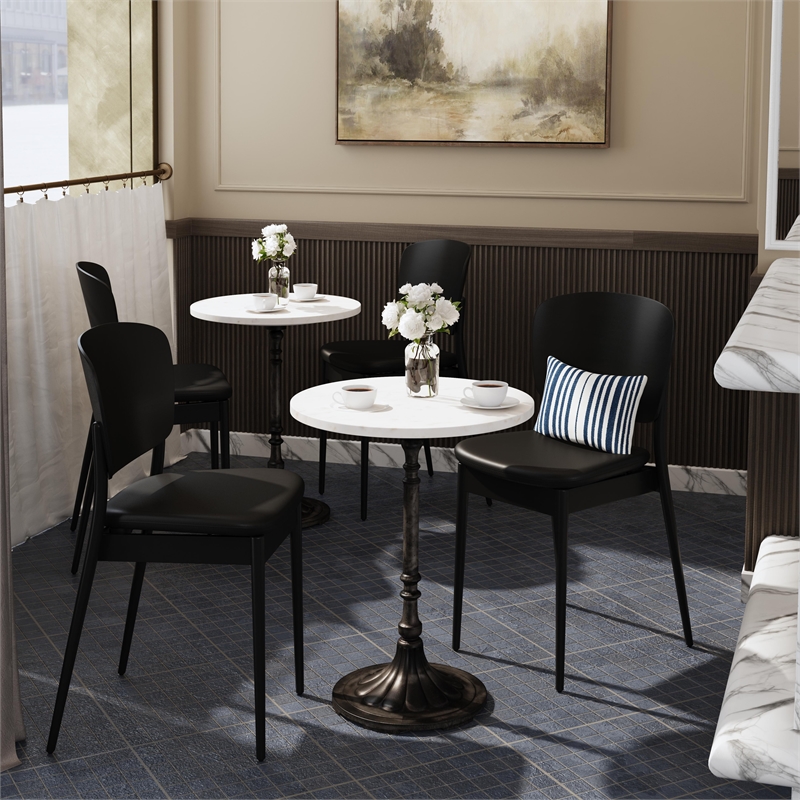 Beaumont Lane Transitional Round Marble and Iron Accent Table