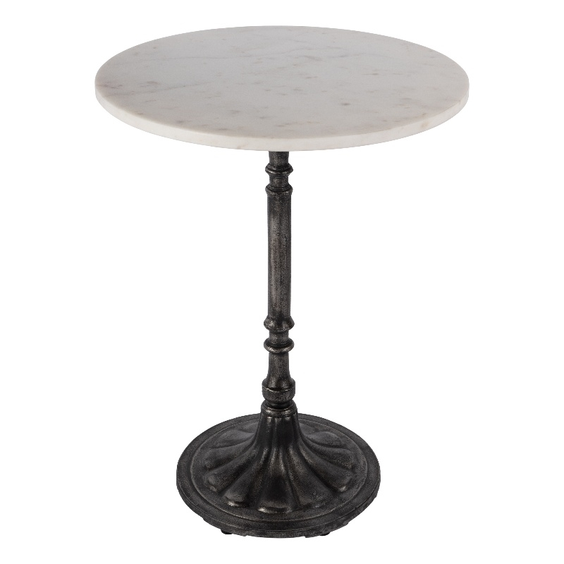 Beaumont Lane Transitional Round Marble and Iron Accent Table