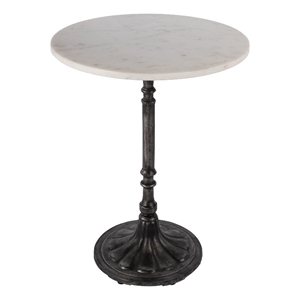 Beaumont Lane Transitional Round Marble and Iron Accent Table