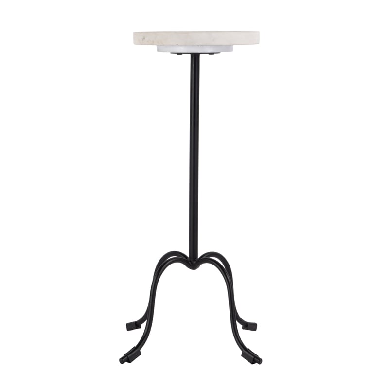 Beaumont Lane Modern Traditional Round Marble and Iron Side Table