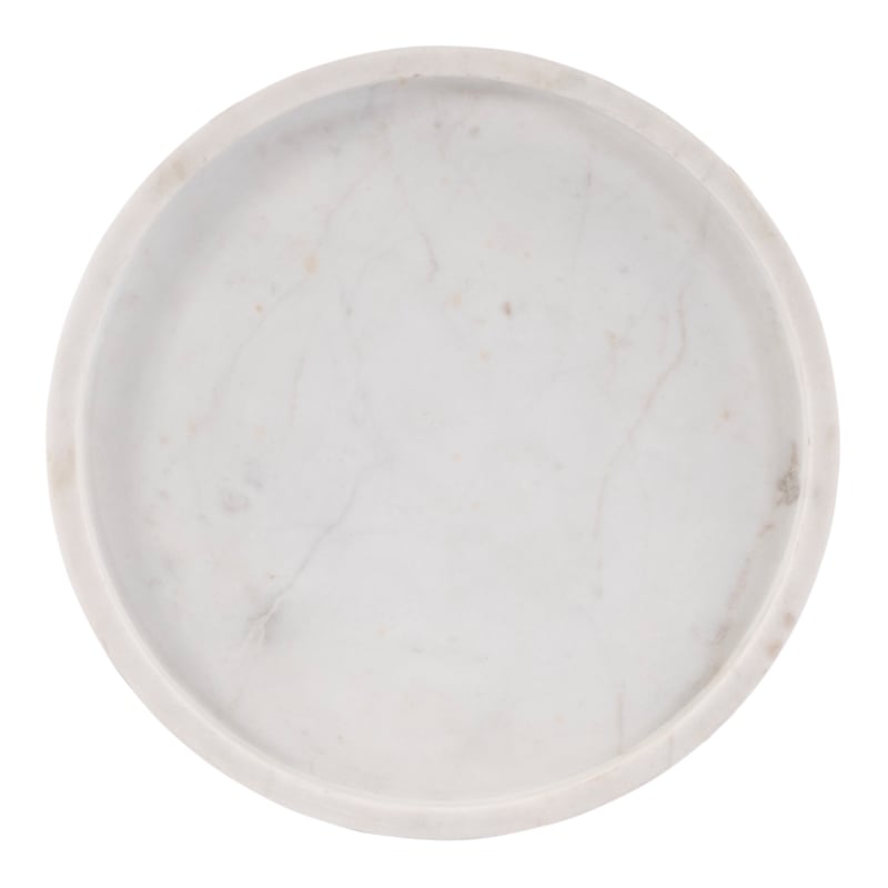 Beaumont Lane Modern Traditional Round Marble and Iron Side Table