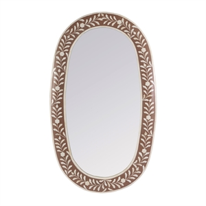 Beaumont Lane Transitional 40&quotW x 24&quotH Oval Bone Inlay Wall Mirror -Brown