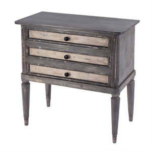 Beaumont Lane Transitional 30&quotW Solid Wood 3 Drawer Accent Chest in Gray