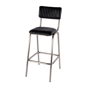 Beaumont Lane Contemporary 31&quotH Seat Leather and Iron Bar Stool in Black