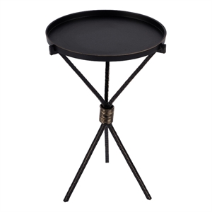 Beaumont Lane Contemporary 14&quotW Round Iron Side Table in Black