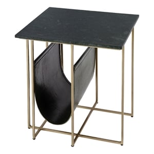 Beaumont Lane Modern 20.25&quotW Marble Top Magazine Side Table in Green