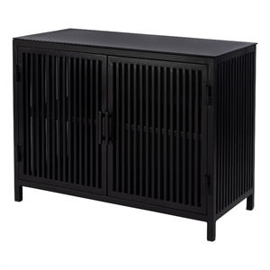 Beaumont Lane Contemporary 35.5&quotW Iron and Glass Chest in Black