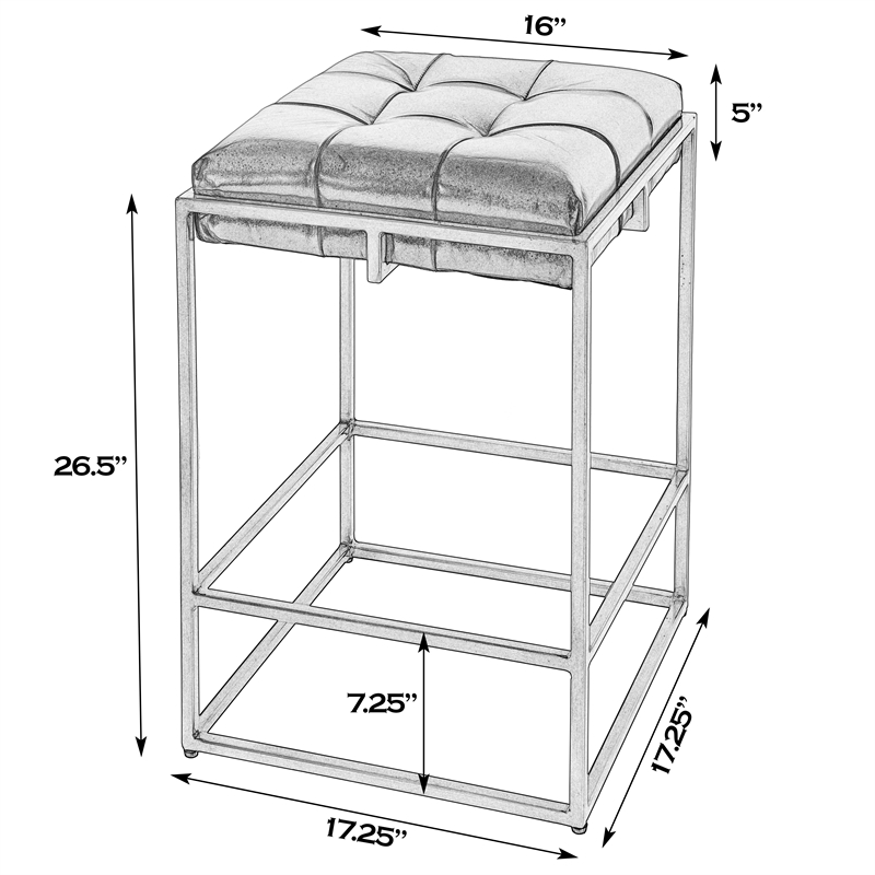Beaumont Lane Transitional 26 in Seat Hght Leather Counter Stool in Black