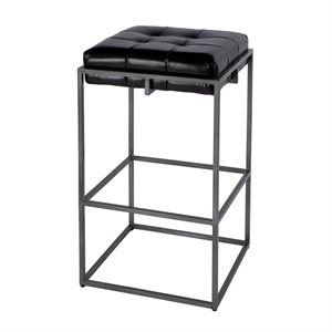 Beaumont Lane Transitional 31&quot Seat Height Leather Bar Stool in Black