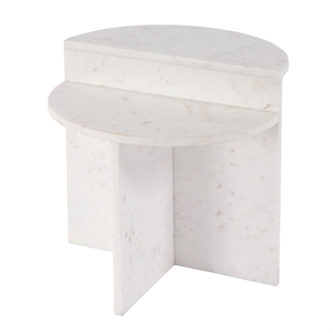 Beaumont Lane Modern 19.5&quotW Round Marble Accent Table in White