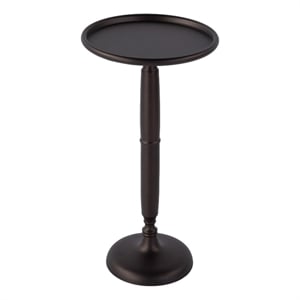 Beaumont Lane Transitional 12&quotW Round Metal Pedestal End Table in Bronze