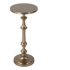 Beaumont Lane Transitional 10.25&quot Round Metal Pedestal End Table in Gold