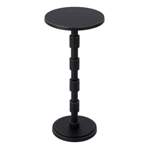 Beaumont Lane Transitional 10&quotW Round Metal Pedestal End Table in Bronze