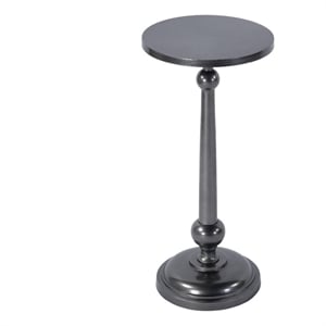 Beaumont Lane Transitional 10&quotW Round Metal Pedestal End Table in Nickel