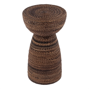Beaumont Lane Modern 13&quotW Round Abaca Rope Side Table in Brown