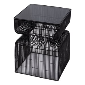 Beaumont Lane Modern 14&quotW Square Stainless Steel End Table in Bronze