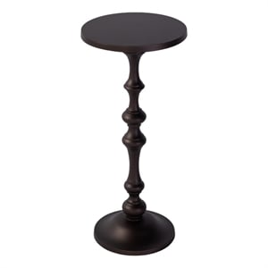 Beaumont Lane Transitional 10&quotW Round Metal Pedestal End Table in Bronze
