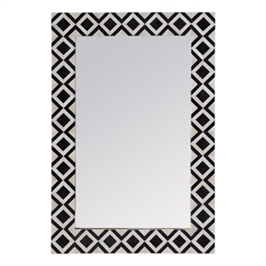 Beaumont Lane Modern 24&quotW x 36&quotH Wood & Bone Wall Mirror in Black