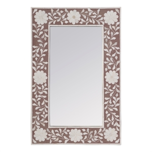 Beaumont Lane Modern 16&quotW x 24&quotH Rectangle Bone Wall Mirror in Rose