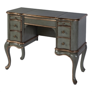 Beaumont Lane Traditional Charlotte 40&quotW Rectangle Wood Vanity Desk in Green