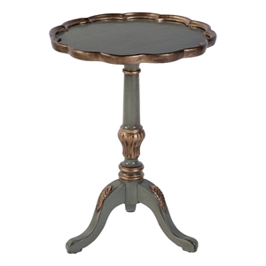 Beaumont Lane Traditional 20&quotW Round Wood Pedestal Side Table in Green