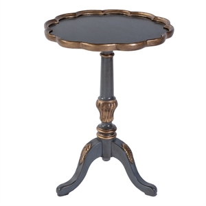 Beaumont Lane Traditional 20&quotW Round Wood Pedestal Side Table in Blue