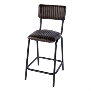 Beaumont Lane Modern 31.5&quot Seat Height Leather Bar Stool in Brown