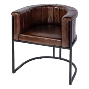 Beaumont Lane Mid in Century 19&quot Seat Height Leather Accent Chair in Brown