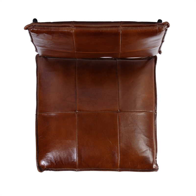 Beaumont Lane Contemporary Leather and Iron Bar Stool in Brown