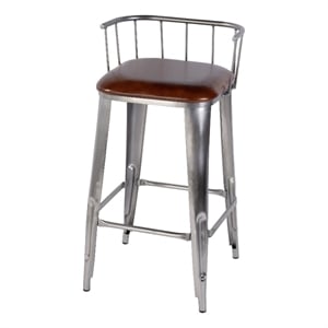 Beaumont Lane Modern 30.5&quot Seat Height Leather Bar Stool in Brown
