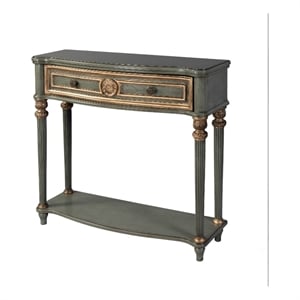 Beaumont Lane Traditional 37&quotW Wood 1 Drawer Console Table in Green
