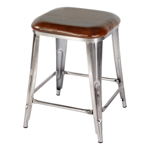 Beaumont Lane Transitional 24.75&quotH Iron Counter Stool in Brown & Silver