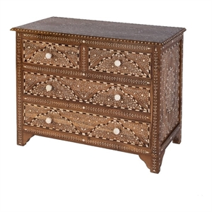 Beaumont Lane Traditional 40&quotW Bone 4 Drawer Accent Chest in Brown