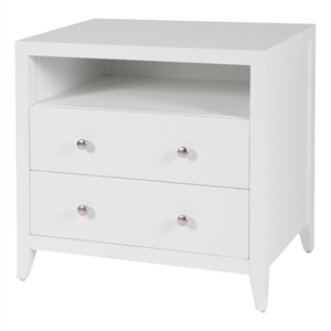 Beaumont Lane Transitional 28&quotW Wood 2 Drawer Nightstand in White